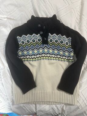 Toddler  Two-Tone Fair Isle Knit Sweater - Black & Cream